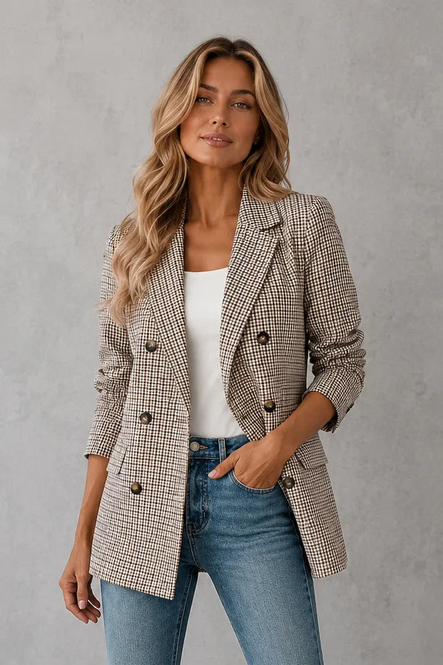 Blazer Elegante Estruturado para Mulher com Botões Duplos