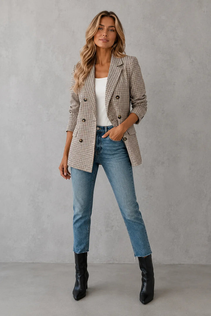 Blazer Elegante Estruturado para Mulher com Botões Duplos
