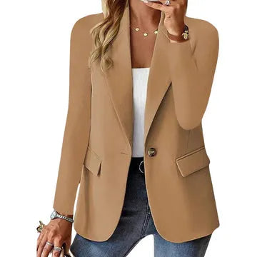 Blazer Leve de Meia Estação para Mulher com Bolsos