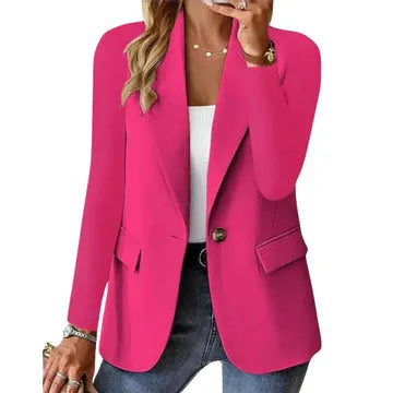 Blazer Leve de Meia Estação para Mulher com Bolsos