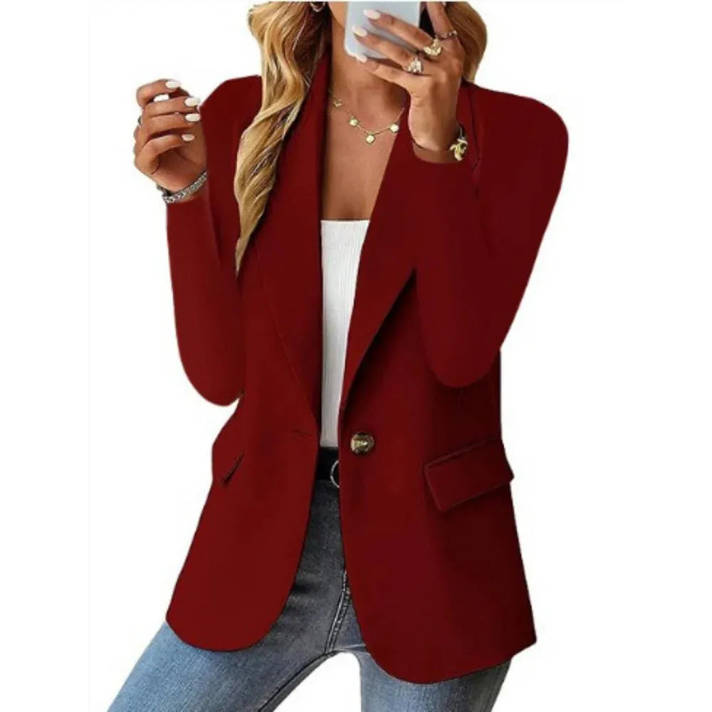 Blazer Leve de Meia Estação para Mulher com Bolsos