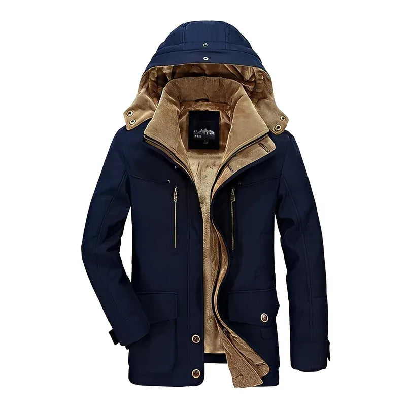 Blusão de Inverno Casual Clássico para Homem com Capuz