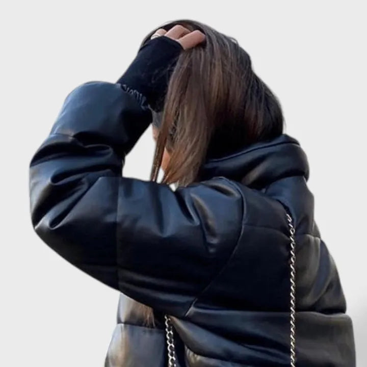 Blusão de Inverno Curto Moderno para Mulher com Fecho Frontal