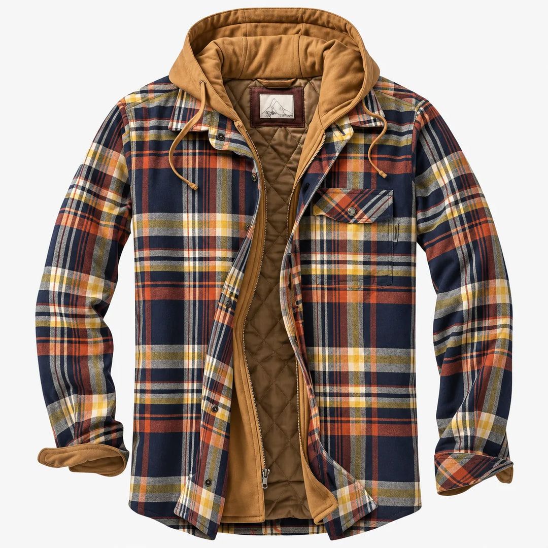 Blusão de Inverno Xadrez para Homem com Bolsos
