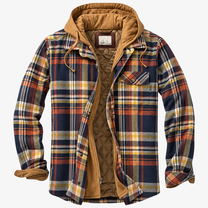Blusão de Inverno Xadrez para Homem com Bolsos
