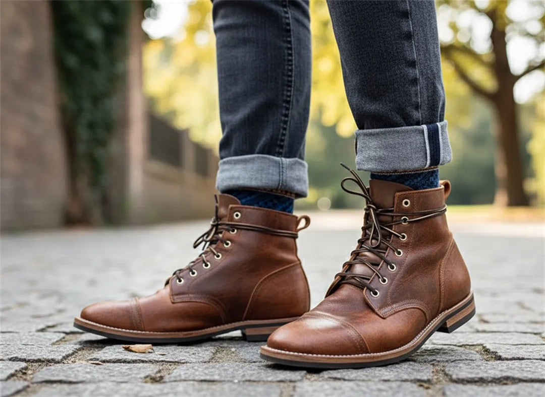Botas de Cano Curto Clássicas para Homem com Atacadores
