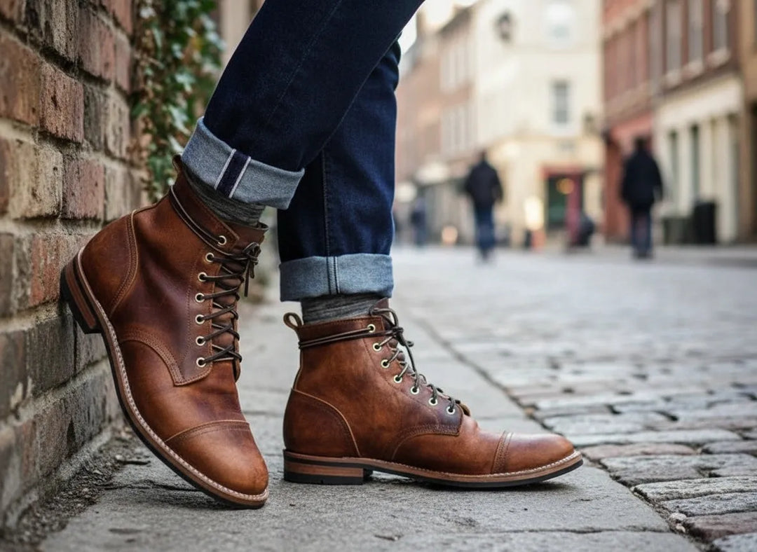 Botas de Cano Curto Clássicas para Homem com Atacadores