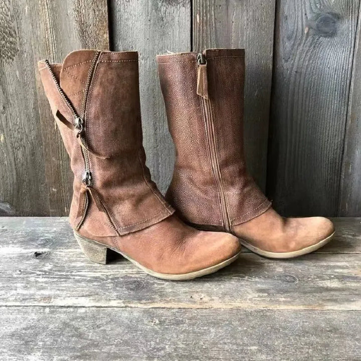 Botas de Cano Médio Confortáveis para Mulher com Fecho