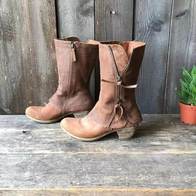 Botas de Cano Médio Confortáveis para Mulher com Fecho