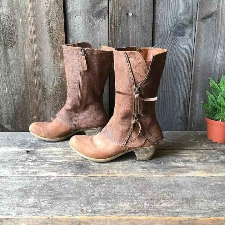 Botas de Cano Médio Confortáveis para Mulher com Fecho