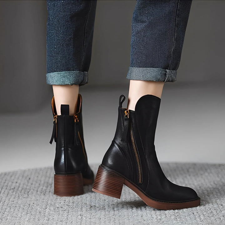 Botins Confortáveis para Mulher com Salto e Fecho