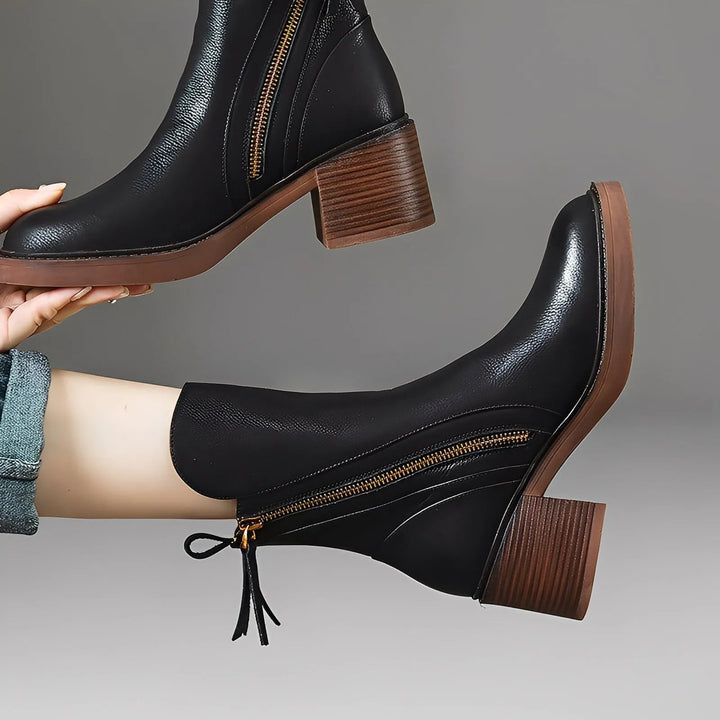 Botins Confortáveis para Mulher com Salto e Fecho