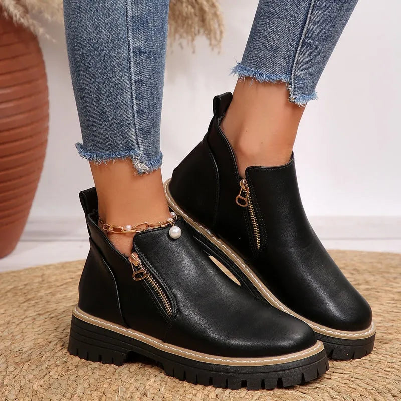 Botins Rasos Confortáveis para Mulher com Fecho