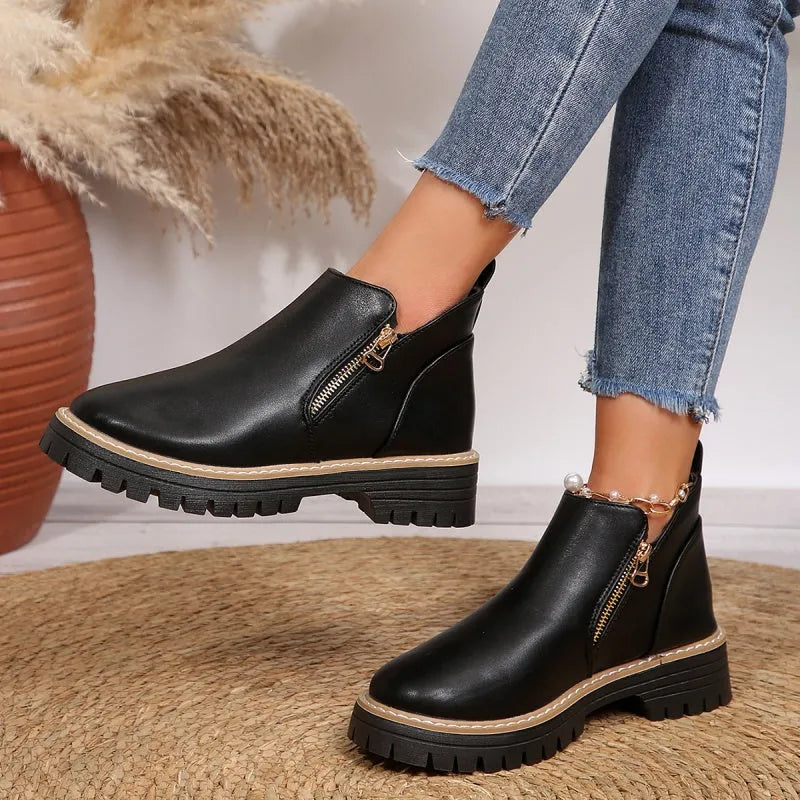 Botins Rasos Confortáveis para Mulher com Fecho