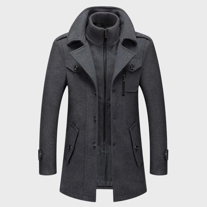 Casaco de Inverno Comprido Elegante para Homem com Fecho