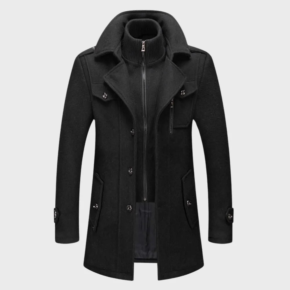 Casaco de Inverno Comprido Elegante para Homem com Fecho