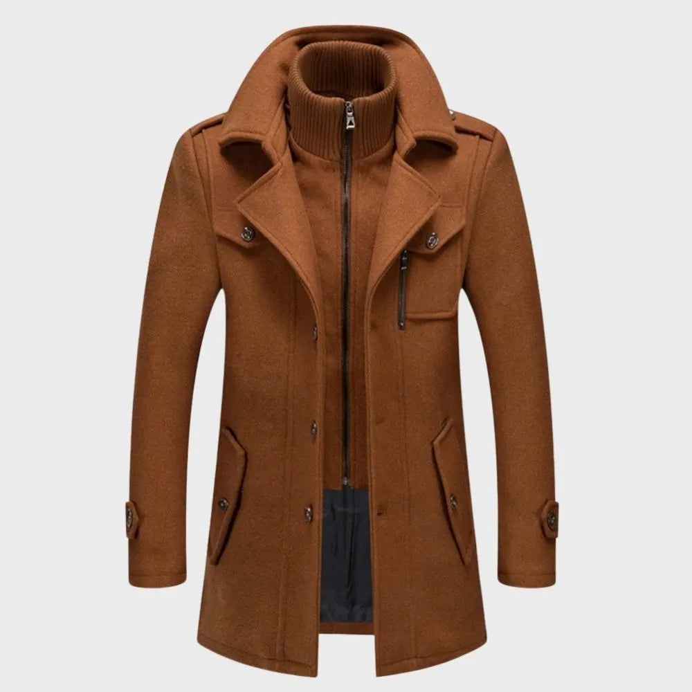 Casaco de Inverno Comprido Elegante para Homem com Fecho