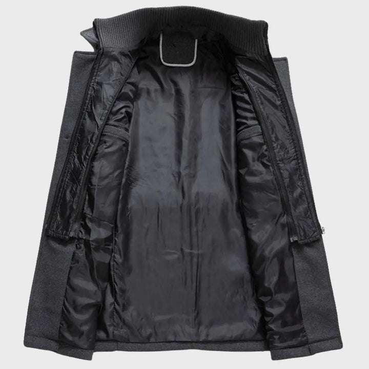 Casaco de Inverno Comprido Elegante para Homem com Fecho