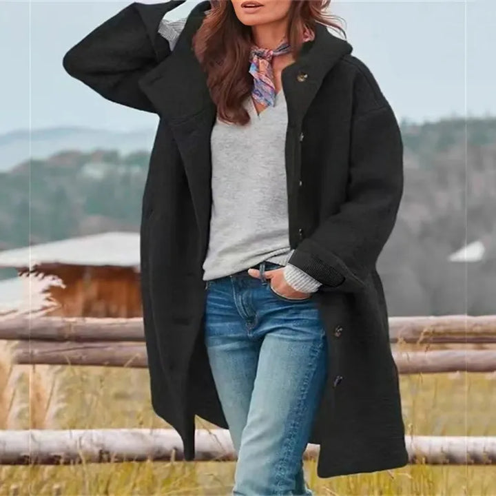 Casaco de Inverno Comprido Elegante para Mulher com Botões
