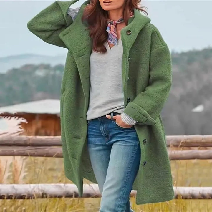 Casaco de Inverno Comprido Elegante para Mulher com Botões
