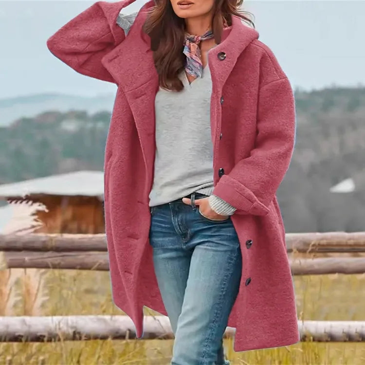 Casaco de Inverno Comprido Elegante para Mulher com Botões