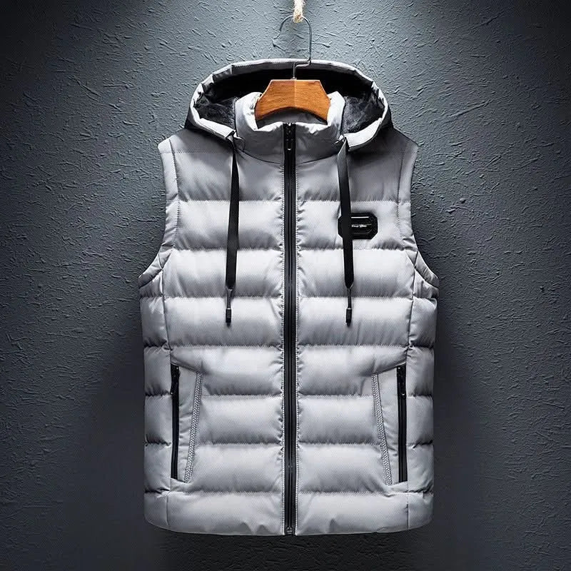 Colete Acolchoado de Inverno para Homem com Capuz e Bolsos