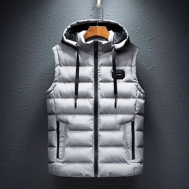 Colete Acolchoado de Inverno para Homem com Capuz e Bolsos