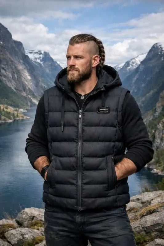 Colete Acolchoado de Inverno para Homem com Capuz e Bolsos