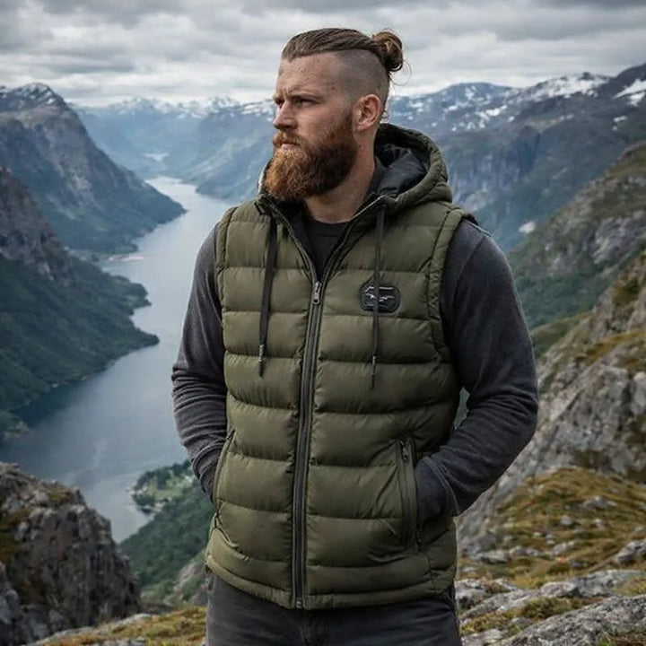 Colete Acolchoado de Inverno para Homem com Capuz e Bolsos