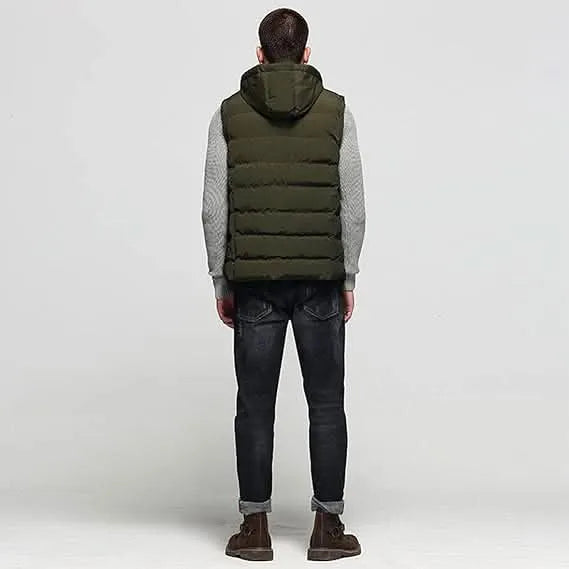 Colete Acolchoado de Inverno para Homem com Capuz e Bolsos