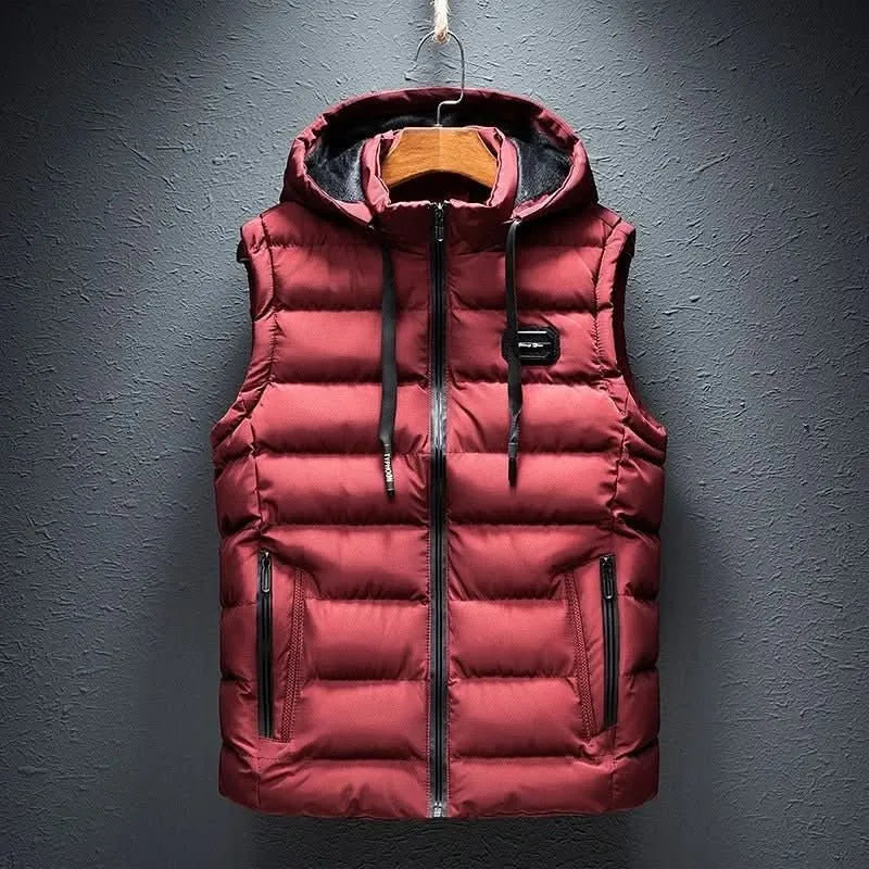 Colete Acolchoado de Inverno para Homem com Capuz e Bolsos