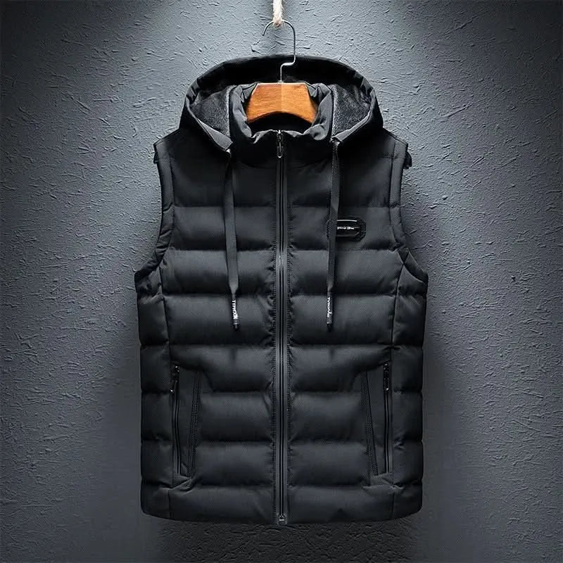 Colete Acolchoado de Inverno para Homem com Capuz e Bolsos