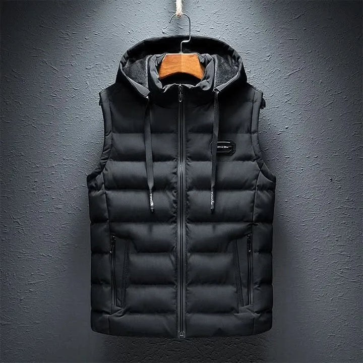 Colete Acolchoado de Inverno para Homem com Capuz e Bolsos