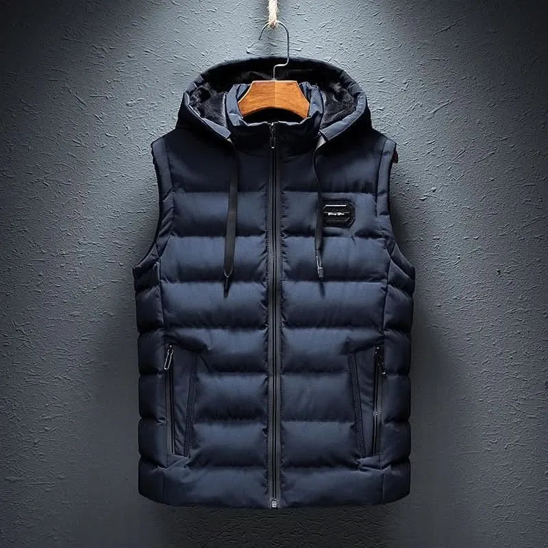 Colete Acolchoado de Inverno para Homem com Capuz e Bolsos