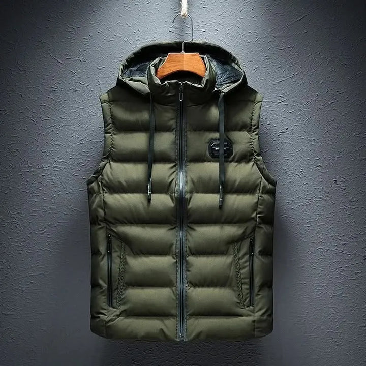 Colete Acolchoado de Inverno para Homem com Capuz e Bolsos
