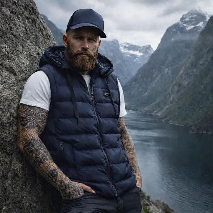 Colete Acolchoado de Inverno para Homem com Capuz e Bolsos