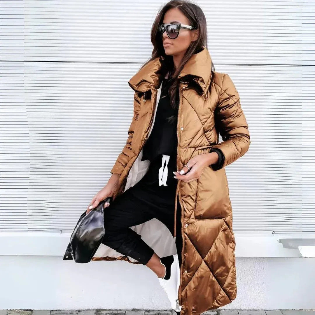 Casaco Comprida de Inverno para Mulher com Fecho