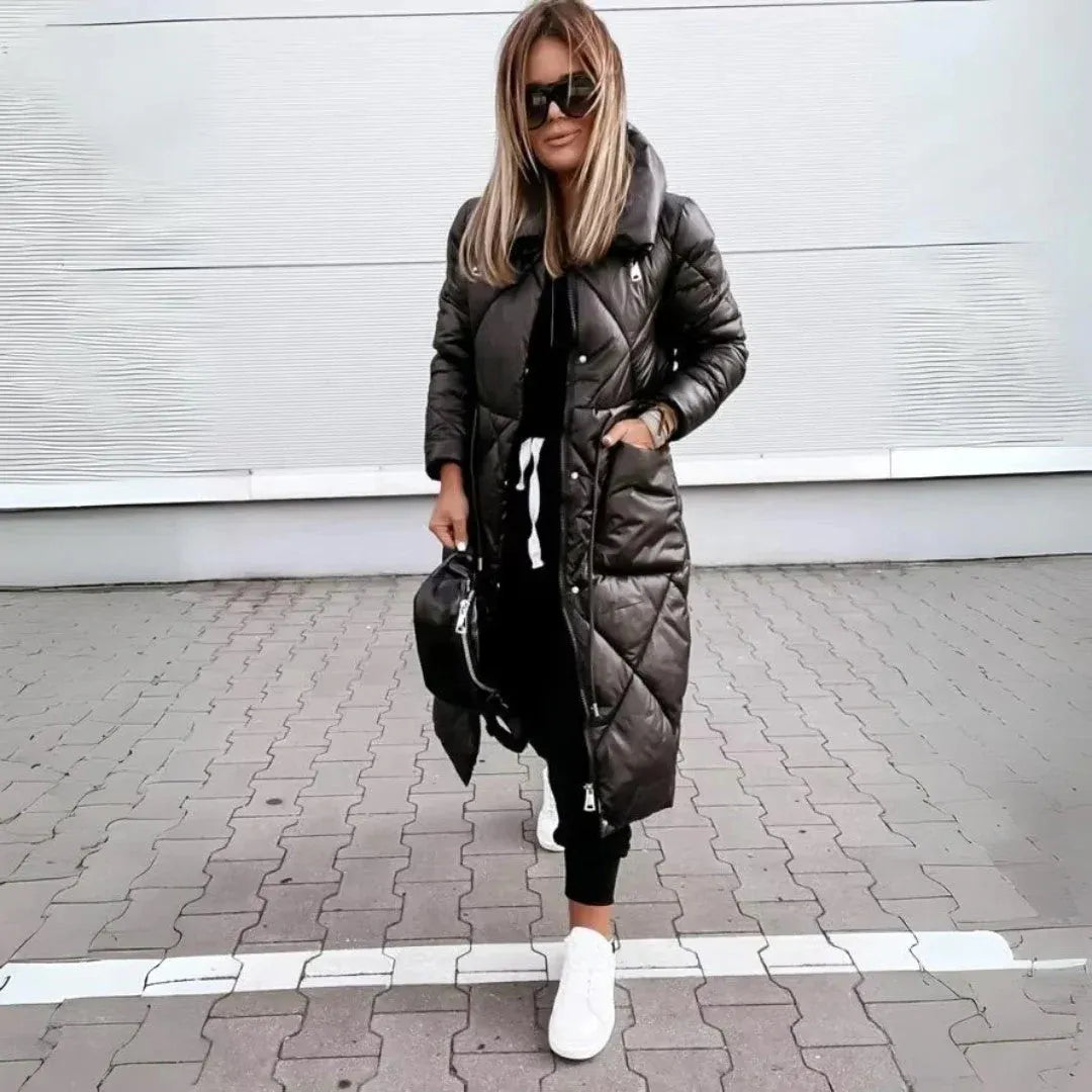 Casaco Comprida de Inverno para Mulher com Fecho